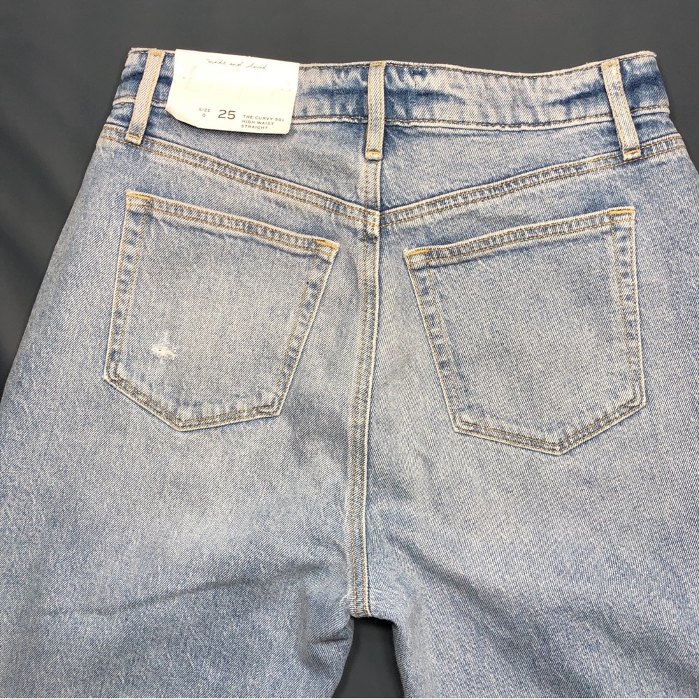 NEW LOFT The Curvy 90s Straight Leg Ankle Distressed Jean Light Indigo Size 25 - Picture 9 of 14